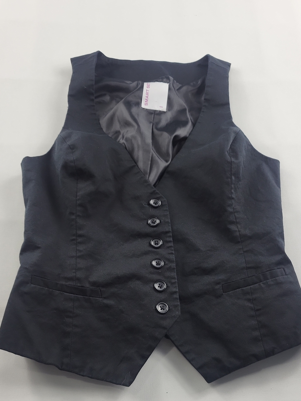 Vintage Smart Set Black Tailored Suit Vest Waistcoat Y2K Size Small